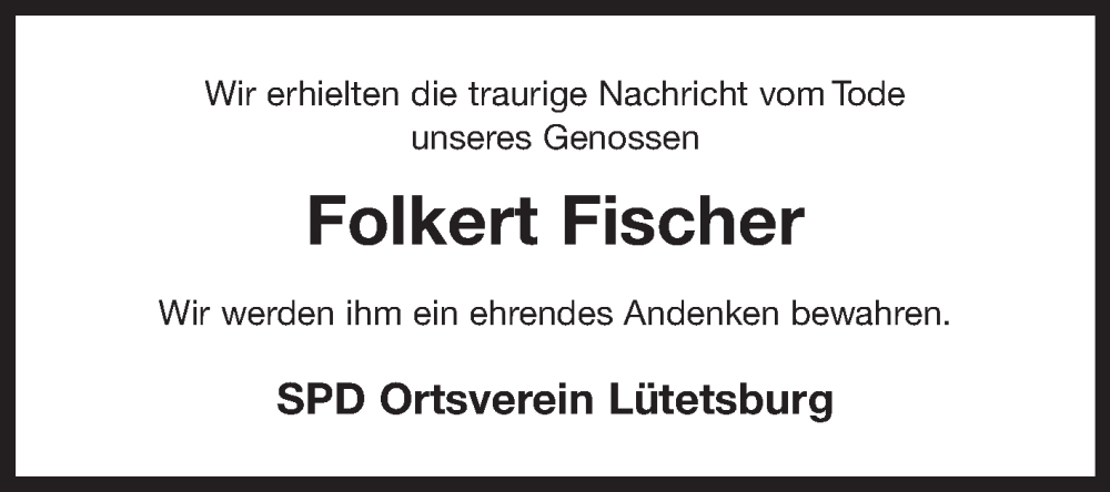  Traueranzeige für Folkert Fischer vom 15.02.2023 aus Ostfriesischer Kurier GmbH