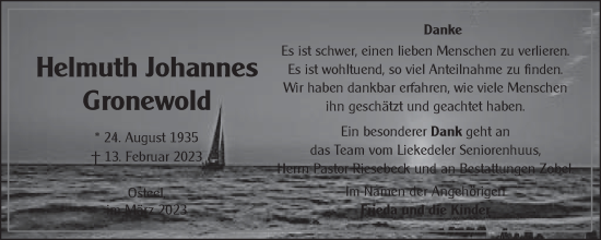 Traueranzeige von Helmuth Gronewold von Ostfriesischer Kurier GmbH