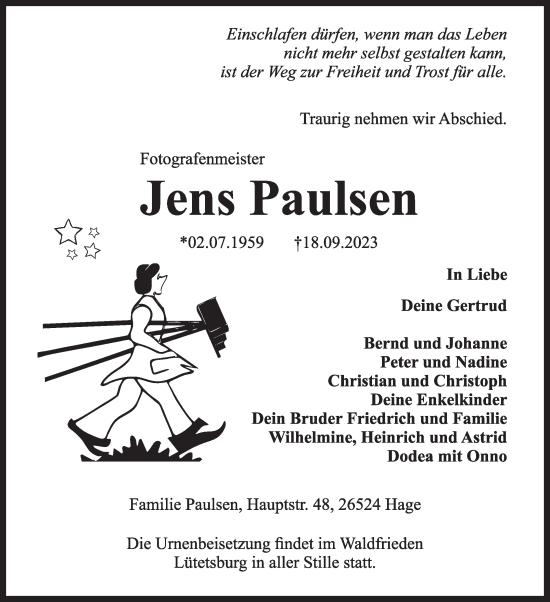 Traueranzeige von Jens Paulsen von Ostfriesischer Kurier GmbH