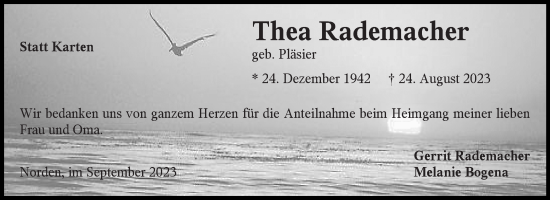 Traueranzeige von Thea Rademacher von Ostfriesischer Kurier GmbH