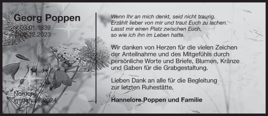 Traueranzeige von Georg Poppen von Ostfriesischer Kurier GmbH