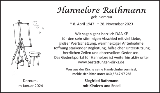 Traueranzeige von Hannelore Rathmann von Ostfriesischer Kurier GmbH