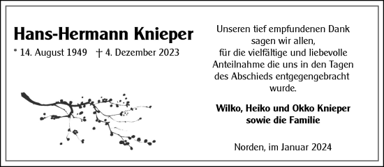 Traueranzeige von Hans-Hermann Knieper von Ostfriesischer Kurier GmbH