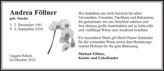 Traueranzeige von Andrea Föllner von Ostfriesischer Kurier GmbH