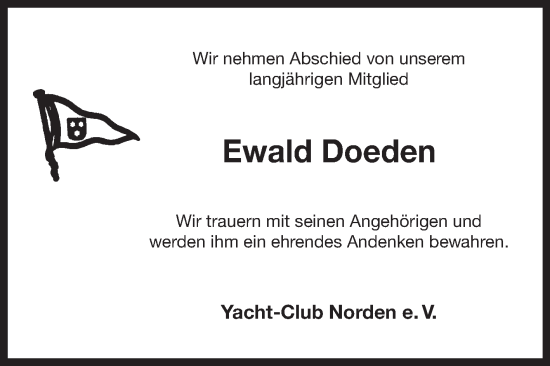 Traueranzeige von Ewald Doeden von Ostfriesischer Kurier GmbH