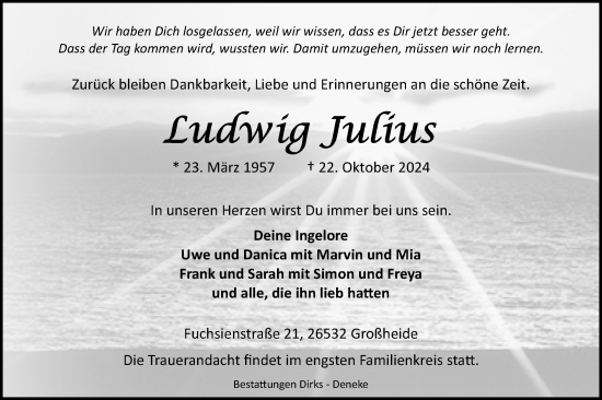 Traueranzeige von Ludwig Julius von Ostfriesischer Kurier GmbH