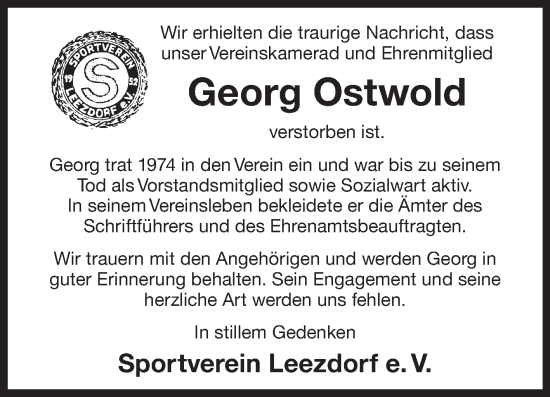 Traueranzeige von Georg Ostwold von Ostfriesischer Kurier GmbH