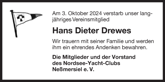 Traueranzeige von Hans Dieter Drewes von Ostfriesischer Kurier GmbH