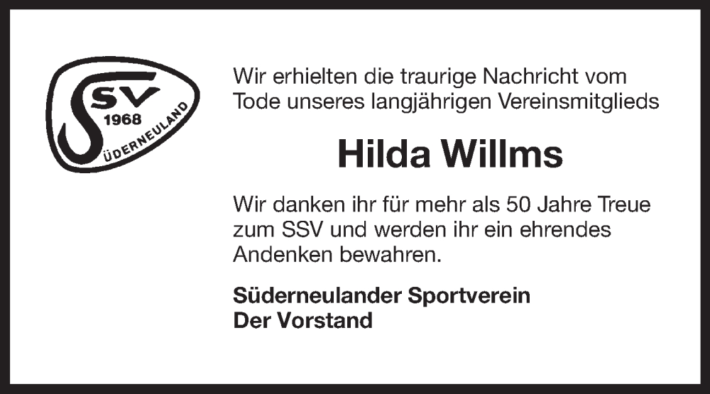  Traueranzeige für Hilda Willms vom 08.10.2024 aus Ostfriesischer Kurier GmbH