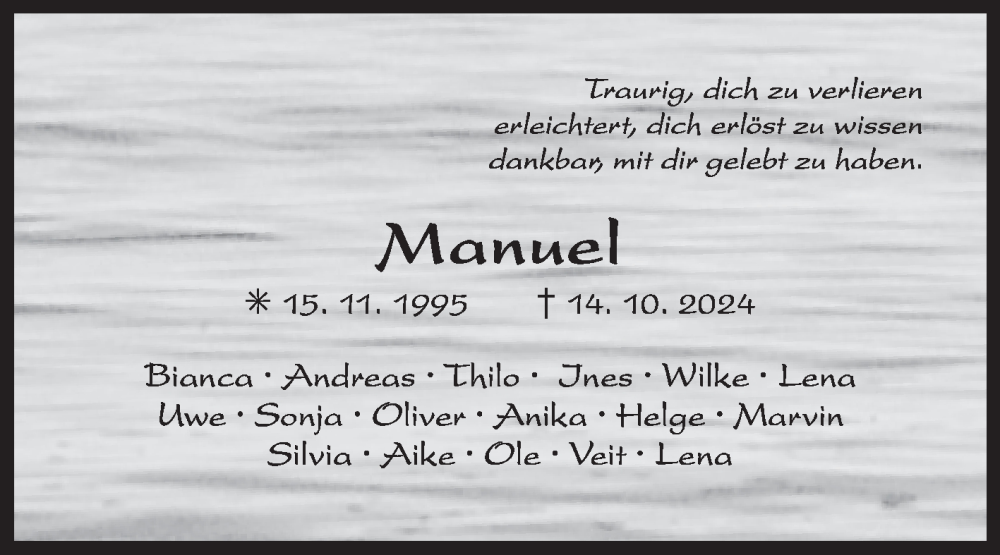  Traueranzeige für Manuel Hördt vom 16.10.2024 aus Ostfriesischer Kurier GmbH