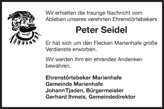 Traueranzeige von Peter Seidel von Ostfriesischer Kurier GmbH