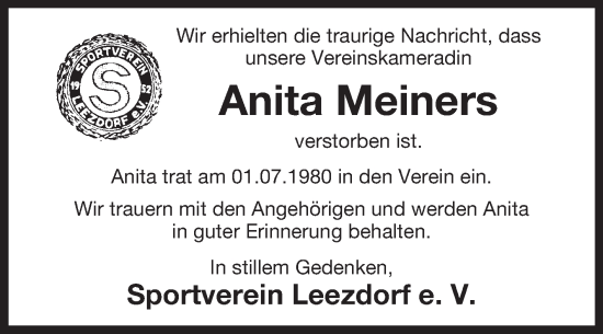 Traueranzeige von Anita Meiners von Ostfriesischer Kurier GmbH
