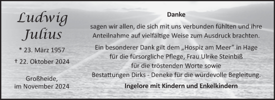 Traueranzeige von Ludwig Julius von Ostfriesischer Kurier GmbH