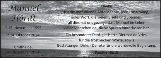 Traueranzeige von Manuel Hördt von Ostfriesischer Kurier GmbH