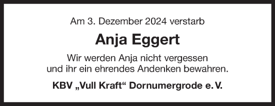 Traueranzeige von Anja Eggert von Ostfriesischer Kurier GmbH