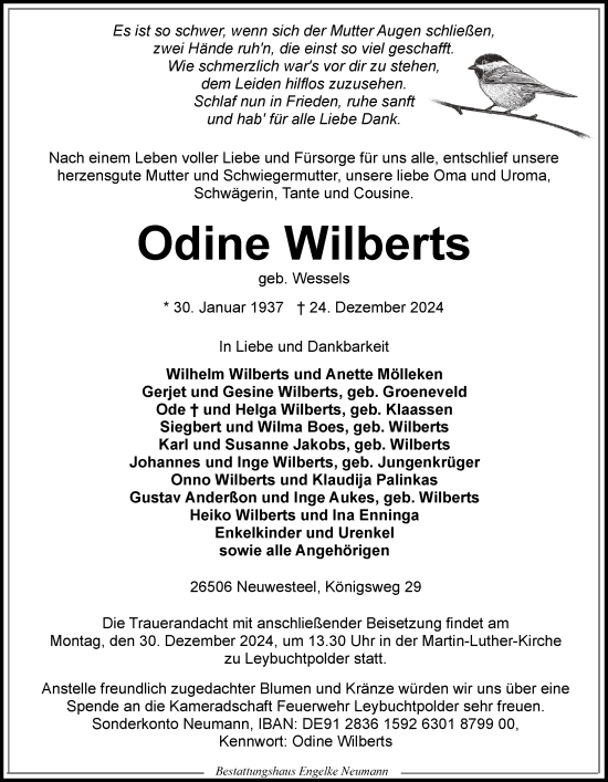 Traueranzeige von Odine Wilberts von Ostfriesischer Kurier GmbH