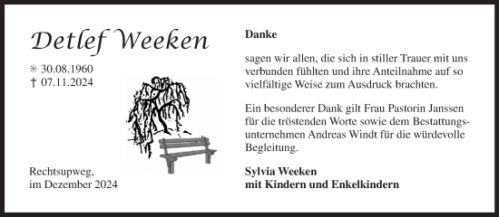 Traueranzeige von Detlef Weeken von Ostfriesischer Kurier GmbH
