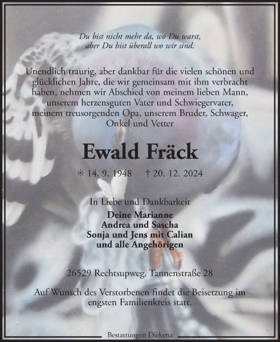 Traueranzeige von Ewald Fräck von Ostfriesischer Kurier GmbH