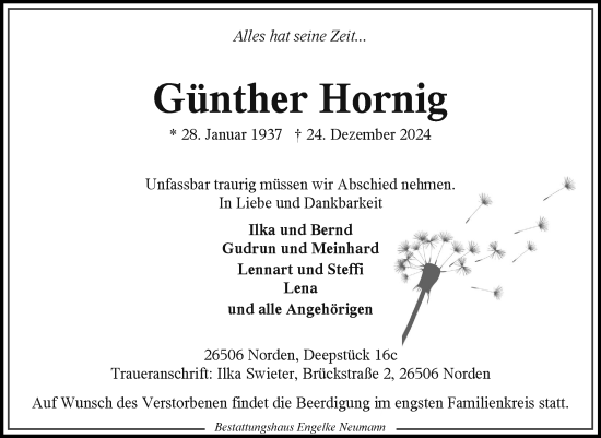 Traueranzeige von Günther Hornig von Ostfriesischer Kurier GmbH