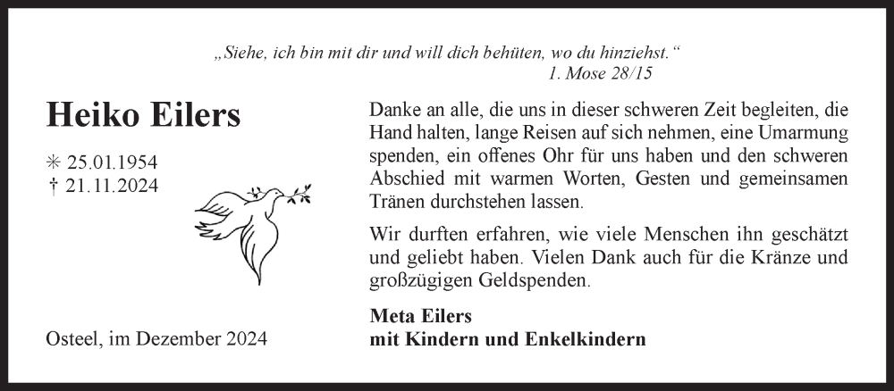  Traueranzeige für Heiko Eilers vom 21.12.2024 aus Ostfriesischer Kurier GmbH