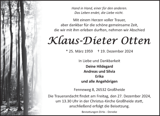 Traueranzeige von Klaus-Dieter Otten von Ostfriesischer Kurier GmbH