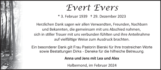 Traueranzeige von Evert Evers von Ostfriesischer Kurier GmbH