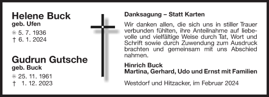 Traueranzeige von Gudrun Gutsche von Ostfriesischer Kurier GmbH