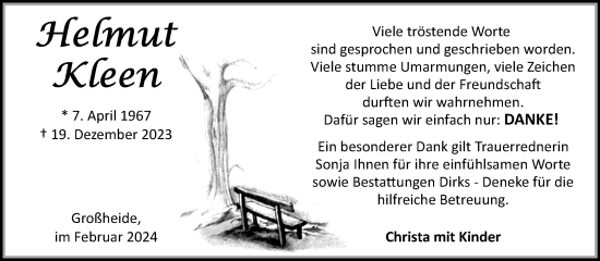 Traueranzeige von Helmut Kleen von Ostfriesischer Kurier GmbH