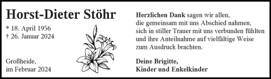 Traueranzeige von Horst-Dieter Stöhr von Ostfriesischer Kurier GmbH