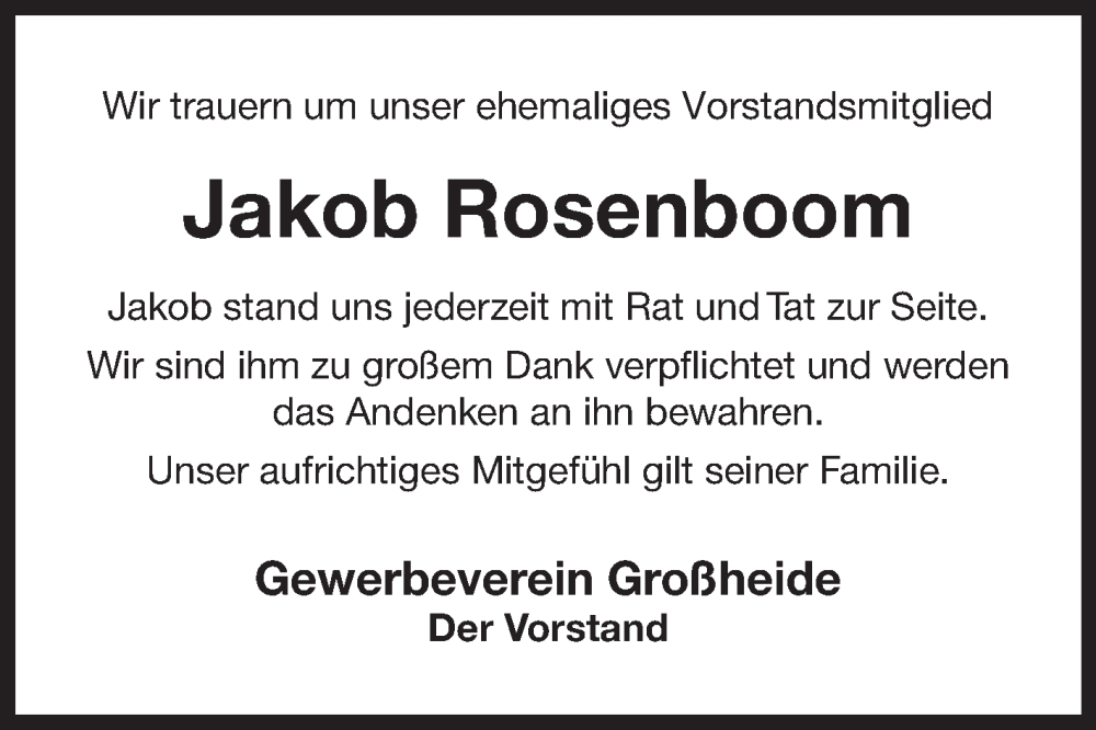  Traueranzeige für Jakob Rosenboom vom 06.02.2024 aus Ostfriesischer Kurier GmbH