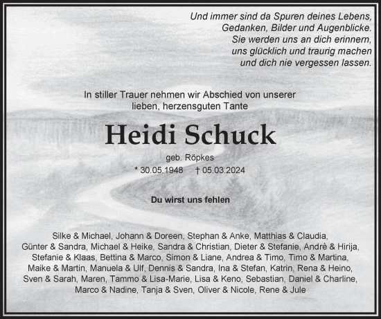 Traueranzeige von Heidi Schuck von Ostfriesischer Kurier GmbH