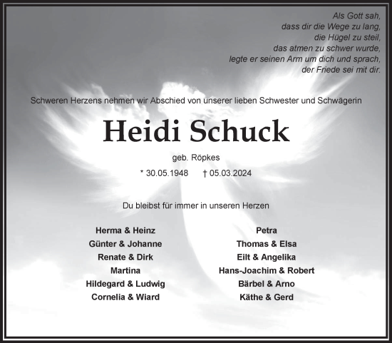 Traueranzeige von Heidi Schuck von Ostfriesischer Kurier GmbH