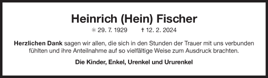 Traueranzeige von Heinrich Fischer von Ostfriesischer Kurier GmbH