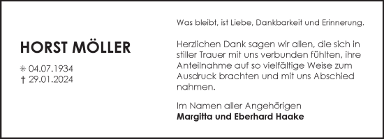Traueranzeige von Horst Möller von Ostfriesischer Kurier GmbH