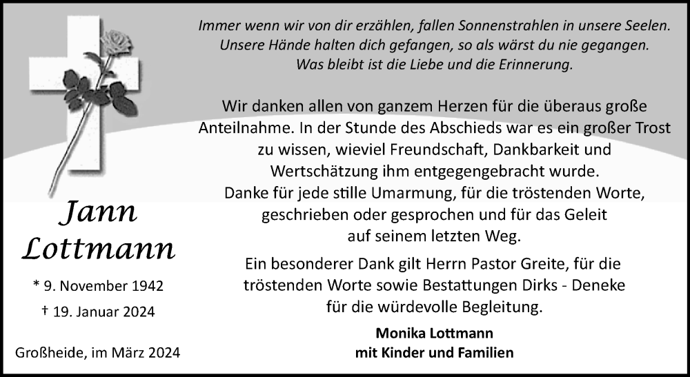  Traueranzeige für Jann Lottmann vom 02.03.2024 aus Ostfriesischer Kurier GmbH