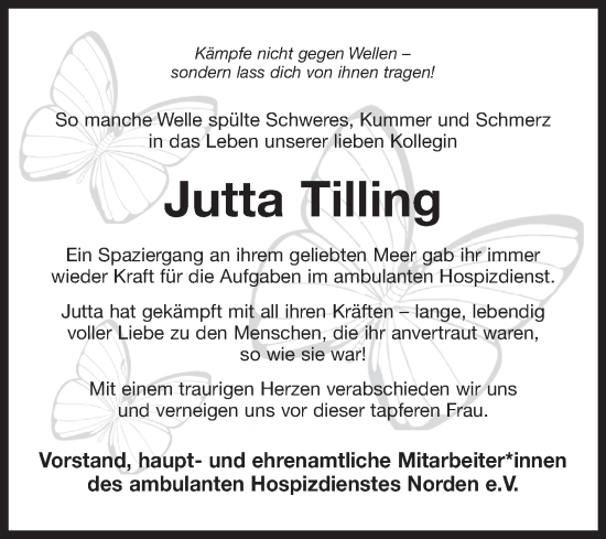 Traueranzeige von Jutta Tilling von Ostfriesischer Kurier GmbH