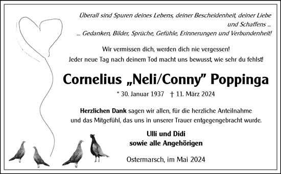 Traueranzeige von Cornelius Poppinga von Ostfriesischer Kurier GmbH