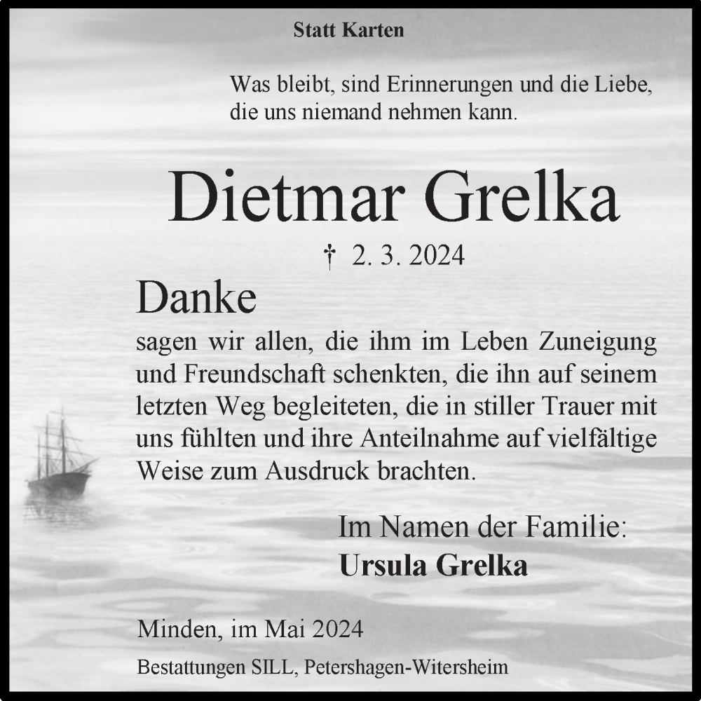  Traueranzeige für Dietmar Grelka vom 25.05.2024 aus Ostfriesischer Kurier GmbH