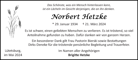 Traueranzeige von Norbert Hetzke von Ostfriesischer Kurier GmbH