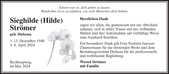 Traueranzeige von Sieghilde Strömer von Ostfriesischer Kurier GmbH