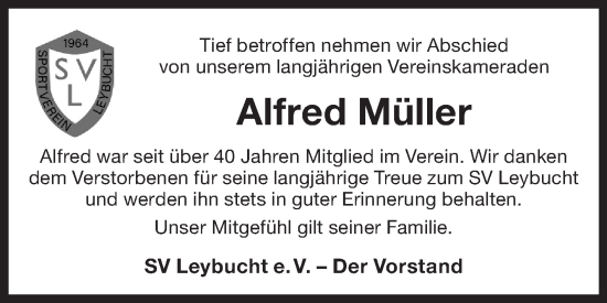 Traueranzeige von Alfred Müller von Ostfriesischer Kurier GmbH