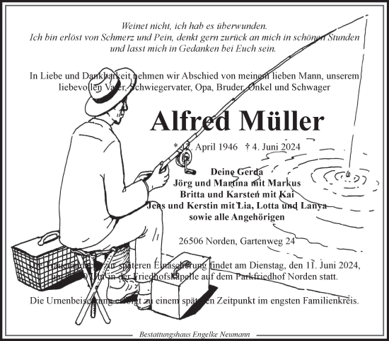 Traueranzeige von Alfred Müller von Ostfriesischer Kurier GmbH