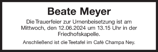 Traueranzeige von Beate Meyer von Ostfriesischer Kurier GmbH