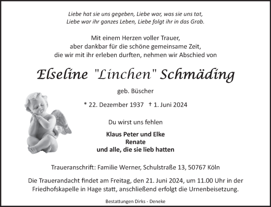 Traueranzeige von Elseline Schmäding von Ostfriesischer Kurier GmbH