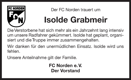 Traueranzeige von Isolde Grabmeir von Ostfriesischer Kurier GmbH