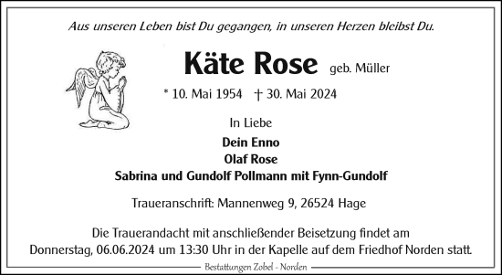 Traueranzeige von Käte Rose von Ostfriesischer Kurier GmbH