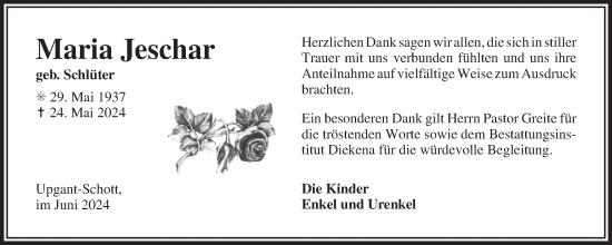 Traueranzeige von Maria Jeschar von Ostfriesischer Kurier GmbH