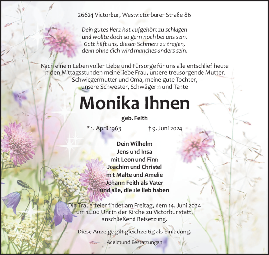 Traueranzeige von Monika Ihnen von Ostfriesischer Kurier GmbH