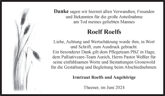 Traueranzeige von Roelf Roelfs von Ostfriesischer Kurier GmbH