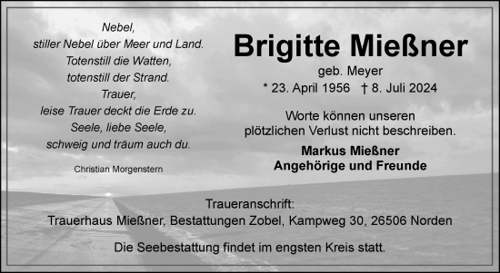 Traueranzeige von Brigitte Mießner von Ostfriesischer Kurier GmbH